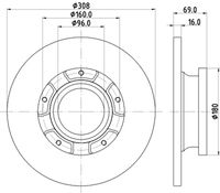 HELLA PAGID 8DD355126591 - Lado de montaje: Eje delantero<br>Neumáticos: para vehículos con neumático doble trasero<br>Tipo de disco de frenos: ventilación interna<br>Diámetro exterior [mm]: 308<br>Espesor de disco de frenos [mm]: 31<br>Altura [mm]: 61<br>Espesor mínimo [mm]: 28<br>Superficie: revestido<br>Diámetro interior [mm]: 136<br>corona de agujeros - Ø [mm]: 113,5<br>Diámetro de centrado [mm]: 93,1<br>Diseño/cantidad de taladros: 05/05<br>Diámetro de orificio para perno de rueda [mm]: 12<br>Artículo complementario / información complementaria 2: sin buje de rueda<br>Artículo complementario / información complementaria 2: sin cojinete rueda<br>Artículo complementario / información complementaria 2: sin perno de sujeción de rueda<br>Peso [kg]: 11<br>Nº de información técnica: 55743PRO<br>