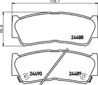 HELLA PAGID 8DB355013081 - Lado de montaje: Eje delantero<br>Modelo por país: Europa<br>año construcción hasta: 02/2009<br>no para modelo país: EE UU<br>no para modelo país: Canadá<br>Ancho [mm]: 156,9<br>Altura [mm]: 60,9<br>Espesor [mm]: 17,6<br>Contacto avisador de desgaste: con avisador acústico de desgaste<br>Número de indicadores de desgaste [por eje]: 2<br>Artículo complementario/Información complementaria: con accesorios<br>Número de WVA: 24351<br>Sistema de frenos: Mando<br>Peso [kg]: 2<br>Nº de información técnica: T1602<br>