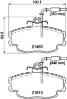 HELLA PAGID 8DB355017981 - Dinámica de frenado / conducción: para vehículos sin ABS<br>Sistema de frenos: Bendix<br>Longitud [mm]: 105<br>Ancho [mm]: 54<br>Homologación: ECE R90 Approved<br>Lado de montaje: Eje delantero<br>Espesor/grosor 1 [mm]: 18<br>Longitud de cable [mm]: 280<br>Longitud de cable [mm]: 365<br>Contacto avisador de desgaste: con contacto avisador de desgaste<br>Peso [kg]: 1,2<br>