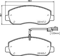 HELLA PAGID 8DB355015291 - Código de motor: M9T 702<br>Longitud [mm]: 163,2<br>Ancho [mm]: 64,4<br>Homologación: ECE R90 Approved<br>Lado de montaje: Eje delantero<br>Espesor/grosor 1 [mm]: 17<br>Contacto avisador de desgaste: con contacto avisador de desgaste<br>Peso [kg]: 2,368<br>