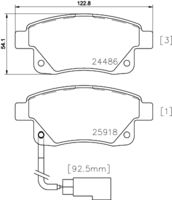 HELLA PAGID 8DB355012781 - Lado de montaje: Eje delantero<br>Ancho [mm]: 164,9<br>Altura [mm]: 66,7<br>Espesor [mm]: 18,9<br>Contacto avisador de desgaste: con contacto avisador de desgaste<br>Número de indicadores de desgaste [por eje]: 2<br>Artículo complementario / información complementaria 2: con tornillos pinza freno<br>Artículo complementario/Información complementaria: con accesorios<br>Número de WVA: 24484<br>Sistema de frenos: Bosch<br>Peso [kg]: 2,38<br>Nº de información técnica: T1640<br>