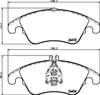 HELLA PAGID 8DB355012621 - Longitud [mm]: 188<br>Ancho [mm]: 73,3<br>Ancho [mm]: 80,7<br>Homologación: ECE R90 Approved<br>Artículo complementario / información complementaria 2: con clip de émbolo<br>Lado de montaje: Eje delantero<br>Espesor/grosor 1 [mm]: 19<br>Sistema de frenos: Lucas<br>Contacto avisador de desgaste: preparado para indicador desgaste<br>Peso [kg]: 2,570<br>Artículo complementario / información complementaria 2: con tornillos<br>