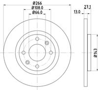 HELLA PAGID 8DD355105751 - Sistema de frenos: Bosch<br>Espesor de disco de frenos [mm]: 22<br>Llanta, nº de taladros: 4<br>Cantidad de agujeros de fijación: 2<br>Espesor [mm]: 34<br>Diámetro exterior [mm]: 266<br>corona de agujeros - Ø [mm]: 108<br>Superficie: revestido<br>Tipo de disco de frenos: ventilación interna<br>Lado de montaje: Eje delantero<br>Espesor mínimo [mm]: 20<br>Diámetro de centrado [mm]: 66<br>Peso [kg]: 4,85<br>