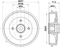 FEBI BILSTEIN 171094 - Dinámica de frenado / conducción: para vehículos sin ABS<br>Llanta, nº de taladros: 4<br>Ancho [mm]: 46<br>Espesor [mm]: 80<br>Diámetro interior [mm]: 180<br>Diámetro exterior [mm]: 212<br>corona de agujeros - Ø [mm]: 108<br>Rebajado máx. tambor de freno [mm]: 181<br>Lado de montaje: Eje trasero<br>Diámetro de centrado [mm]: 51,9<br>Peso [kg]: 5,21<br>Artículo complementario / información complementaria 2: sin cojinete rueda<br>