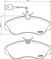 HELLA PAGID 8DB355018791 - Lado de montaje: Eje delantero<br>año construcción hasta: 08/2001<br>Modelo de conector: Conector redondo<br>Carga útil [kg]: 1800<br>Ancho [mm]: 160<br>Altura [mm]: 64,4<br>Espesor [mm]: 19,7<br>Contacto avisador de desgaste: con contacto de aviso de desgaste incorporado<br>Artículo complementario / información complementaria 2: con tornillos pinza freno<br>Número de WVA: 21799<br>Sistema de frenos: Lucas<br>Nº art. de accesorio recomendado: 8DZ 355 203-581<br>Nº de información técnica: T5079<br>