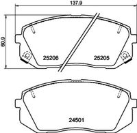 HELLA PAGID 8DB355015841 - año construcción hasta: 01/2015<br>para diámetro disco de freno [mm]: 300<br>año construcción hasta: 01/2015<br>para diámetro disco de freno [mm]: 320<br>Longitud [mm]: 138<br>Ancho [mm]: 61<br>Homologación: ECE R90 Approved<br>Lado de montaje: Eje delantero<br>Espesor/grosor 1 [mm]: 16,8<br>Contacto avisador de desgaste: con avisador acústico de desgaste<br>Peso [kg]: 1,79<br>