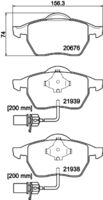 HELLA PAGID 8DB355008411 - Lado de montaje: Eje delantero<br>N.º de chasis (VIN) hasta: 3B-X-600000<br>Número de PR: 1LB<br>Número de PR: 1ZC<br>Ancho [mm]: 156,3<br>Altura [mm]: 74<br>Espesor [mm]: 20,4<br>Contacto avisador de desgaste: no preparado para indicador de desgaste<br>Número de WVA: 21624<br>Sistema de frenos: Teves<br>Nº art. de accesorio recomendado: 8DZ 355 201-171<br>Peso [kg]: 2,05<br>Nº de información técnica: T1093<br>