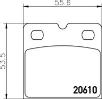 HELLA PAGID 8DB355005301 - Lado de montaje: Eje trasero<br>para artículo nr.: BG9526C<br>Código FMSI: D971<br>Homologación: E9 90R-02A0825/4156<br>Número de WVA: 20610<br>Sistema de frenos: Brembo<br>Artículo complementario / información complementaria 2: sin chapa antichirridos<br>Artículo complementario/Información complementaria: sin accesorios<br>Material del forro de fricción: Low-Metallic<br>Contacto avisador de desgaste: no preparado para indicador de desgaste<br>Ancho 1 [mm]: 55,4<br>Ancho 2 [mm]: 55,5<br>Altura 1 [mm]: 53,5<br>Altura 2 [mm]: 53,5<br>Espesor/grosor 1 [mm]: 9,6<br>Espesor/grosor 2 [mm]: 9,6<br>