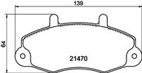 HELLA PAGID 8DB355006391 - para el tipo de modelo: 80-120, 100L<br>Tamaño de llanta [pulgada]: 14,0<br>Longitud [mm]: 138,8<br>Ancho [mm]: 64<br>Homologación: ECE R90 Approved<br>Lado de montaje: Eje delantero<br>Espesor/grosor 1 [mm]: 18,8<br>Contacto avisador de desgaste: excl. contacto de avisador de desgaste<br>Peso [kg]: 0,542<br>