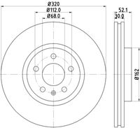 HELLA PAGID 8DD355117191 - Lado de montaje: Eje delantero<br>Número de PR: 1LJ<br>Tipo de disco de frenos: ventilación interna<br>Diámetro exterior [mm]: 345<br>Espesor de disco de frenos [mm]: 30<br>Altura [mm]: 51,9<br>Espesor mínimo [mm]: 28<br>Superficie: revestido<br>Diámetro interior [mm]: 146<br>corona de agujeros - Ø [mm]: 112<br>Diámetro de centrado [mm]: 68<br>Diseño/cantidad de taladros: 05/06<br>Diámetro de orificio para perno de rueda [mm]: 15,3<br>Artículo complementario / información complementaria 2: sin buje de rueda<br>Artículo complementario / información complementaria 2: sin cojinete rueda<br>Artículo complementario / información complementaria 2: sin perno de sujeción de rueda<br>Peso [kg]: 11,3<br>Nº de información técnica: 55292PRO<br>