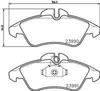 HELLA PAGID 8DB355014481 - Lado de montaje: Eje trasero<br>Tipo de vehículo: LT28<br>Ancho [mm]: 141,5<br>Altura [mm]: 46,6<br>Espesor [mm]: 17,3<br>Contacto avisador de desgaste: con contacto avisador de desgaste<br>Número de indicadores de desgaste [por eje]: 2<br>Número de WVA: 24739<br>incluye más artículos que el juego OE (Art. nº): 8DK 355 251-471<br>Sistema de frenos: Teves<br>Nº art. de accesorio recomendado: 8DZ 355 201-241<br>Peso [kg]: 1,05<br>Nº de información técnica: T1826<br>