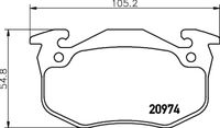 HELLA PAGID 8DB355018951 - Lado de montaje: Eje delantero<br>para número de OPR desde: 10950<br>fecha de producción desde: 31.10.2006<br>Ancho [mm]: 129,7<br>Altura [mm]: 56<br>Espesor [mm]: 19,3<br>Contacto avisador de desgaste: no preparado para indicador de desgaste<br>Artículo complementario / información complementaria 2: con tornillos pinza freno<br>Número de WVA: 23346<br>Sistema de frenos: Lucas<br>Peso [kg]: 1,5<br>Nº de información técnica: T5131<br>