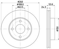 HELLA PAGID 8DD355101391 - Espesor de disco de frenos [mm]: 10<br>Llanta, nº de taladros: 4<br>Espesor [mm]: 33<br>Diámetro exterior [mm]: 253<br>corona de agujeros - Ø [mm]: 108<br>Superficie: revestido<br>Tipo de disco de frenos: macizo<br>Lado de montaje: Eje trasero<br>Espesor mínimo [mm]: 8,9<br>Diámetro de centrado [mm]: 63,5<br>Peso [kg]: 3,35<br>