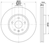 HELLA PAGID 8DD355116041 - Espesor de disco de frenos [mm]: 23<br>Llanta, nº de taladros: 5<br>Cantidad de agujeros de fijación: 1<br>Espesor [mm]: 48<br>Diámetro exterior [mm]: 315<br>corona de agujeros - Ø [mm]: 120<br>Superficie: revestido<br>Tipo de disco de frenos: ventilación interna<br>Lado de montaje: Eje trasero<br>Espesor mínimo [mm]: 21,5<br>Diámetro de centrado [mm]: 67,4<br>Peso [kg]: 8,33<br>