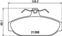 HELLA PAGID 8DB355017721 - Lado de montaje: Eje trasero<br>Equipamiento de vehículo: para vehículos sin suspensión multibrazo (Multi-link)<br>Ancho [mm]: 61,9<br>Altura [mm]: 56,5<br>Espesor [mm]: 15<br>Contacto avisador de desgaste: no preparado para indicador de desgaste<br>Número de WVA: 20755<br>Sistema de frenos: Teves<br>Peso [kg]: 0,7<br>Nº de información técnica: T1184<br>