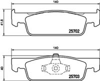 HELLA PAGID 8DB355020801 - para espesor de disco [mm]: 12<br>para diámetro disco de freno [mm]: 259<br>Longitud [mm]: 140,1<br>Ancho [mm]: 40,1<br>Homologación: ECE R90 Approval<br>Artículo complementario / información complementaria 2: Chapa antichirridos<br>Lado de montaje: Eje delantero<br>Espesor/grosor 1 [mm]: 17,1<br>Contacto avisador de desgaste: no preparado para indicador de desgaste<br>Peso [kg]: 1,050<br>