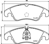 HELLA PAGID 8DB355023221 - Lado de montaje: Eje trasero<br>Número de PR: 1KD<br>Número de PR: 1KY<br>Número de PR: 1KZ<br>Número de PR: 2EA<br>Número de PR: 2EE<br>Número de PR: 2EJ<br>Número de PR: 1KW<br>fecha de producción desde: 01.01.2014<br>Ancho [mm]: 116,6<br>Altura 1 [mm]: 59,5<br>Altura 2 [mm]: 58,5<br>Espesor [mm]: 17,5<br>Contacto avisador de desgaste: con contacto avisador de desgaste<br>Número de indicadores de desgaste [por eje]: 2<br>Artículo complementario / información complementaria 2: con tornillos pinza freno<br>Artículo complementario/Información complementaria: con accesorios<br>Número de WVA: 25214<br>Sistema de frenos: Lucas<br>Peso [kg]: 1,2<br>Nº de información técnica: T2096<br>