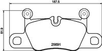 HELLA PAGID 8DB355021351 - Lado de montaje: Eje trasero<br>Código de equipamiento: 2EB<br>Homologación: E9 90R-02A0841/5505<br>Sistema de frenos: Brembo<br>Artículo complementario / información complementaria 2: Chapa antichirridos<br>Artículo complementario/Información complementaria: sin accesorios<br>Material del forro de fricción: Low-Metallic<br>Contacto avisador de desgaste: preparado para indicador desgaste<br>Ancho 1 [mm]: 187,5<br>Ancho 2 [mm]: 187,5<br>Altura 1 [mm]: 81,6<br>Altura 2 [mm]: 81,6<br>Espesor/grosor 1 [mm]: 16<br>Espesor/grosor 2 [mm]: 16<br>