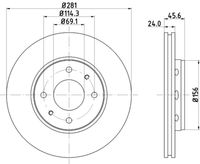 HELLA PAGID 8DD355107031 - Lado de montaje: Eje trasero<br>Tipo de disco de frenos: macizo<br>Diámetro exterior [mm]: 260<br>Espesor de disco de frenos [mm]: 10<br>Altura [mm]: 41<br>Espesor mínimo [mm]: 8,4<br>Superficie: revestido<br>Diámetro interior [mm]: 154<br>corona de agujeros - Ø [mm]: 114,3<br>Diámetro de centrado [mm]: 90<br>Diseño/cantidad de taladros: 04/06<br>Diámetro de orificio para perno de rueda [mm]: 12,6<br>Artículo complementario / información complementaria 2: sin buje de rueda<br>Artículo complementario / información complementaria 2: sin cojinete rueda<br>Artículo complementario / información complementaria 2: sin perno de sujeción de rueda<br>Peso [kg]: 3,5<br>Nº de información técnica: 54024PRO<br>