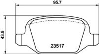 HELLA PAGID 8DB355009361 - Longitud [mm]: 95,8<br>Ancho [mm]: 43,9<br>Homologación: ECE R90 Approved<br>Lado de montaje: Eje trasero<br>Espesor/grosor 1 [mm]: 16,5<br>Sistema de frenos: Girling<br>Peso [kg]: 0,81<br>Artículo complementario / información complementaria 2: con tornillos<br>