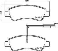 HELLA PAGID 8DB355021901 - Lado de montaje: Eje delantero<br>Código de carga útil: 16Q<br>Código de carga útil: Carga útil pesada<br>no para variante de equipamiento: Mid life<br>Ancho [mm]: 169,1<br>Altura [mm]: 69,1<br>Espesor [mm]: 19<br>Contacto avisador de desgaste: con contacto de aviso de desgaste incorporado<br>Número de indicadores de desgaste [por eje]: 2<br>Artículo complementario/Información complementaria: con accesorios<br>Número de WVA: 24467<br>Sistema de frenos: Brembo<br>Nº de información técnica: T2296<br>