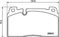 HELLA PAGID 8DB355021331 - Lado de montaje: Eje delantero<br>Número de PR: 1LP<br>Ancho [mm]: 131,8<br>Altura [mm]: 77,3<br>Espesor [mm]: 16,7<br>Contacto avisador de desgaste: preparado para indicador desgaste<br>Número de WVA: 25643<br>Sistema de frenos: Brembo<br>Nº art. de accesorio recomendado: 8DK 355 252-301<br>Peso [kg]: 2,1<br>Nº de información técnica: T2212<br>