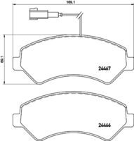 HELLA PAGID 8DB355021281 - Lado de montaje: Eje delantero<br>Código de carga útil: Carga útil ligera<br>Código de carga útil: 14Q<br>Código de carga útil: 16Q<br>Ancho [mm]: 169,1<br>Altura [mm]: 61,6<br>Espesor [mm]: 19<br>Contacto avisador de desgaste: con contacto de aviso de desgaste incorporado<br>Número de indicadores de desgaste [por eje]: 2<br>Artículo complementario / información complementaria 2: con tornillos pinza freno<br>Artículo complementario/Información complementaria: con accesorios<br>Número de WVA: 24469<br>Sistema de frenos: Brembo<br>Peso [kg]: 2,37<br>Nº de información técnica: T2265<br>