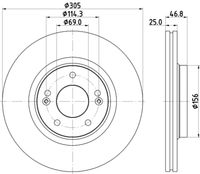 HELLA PAGID 8DD355126541 - Lado de montaje: Eje trasero<br>Tamaño freno: 15"<br>Tipo de disco de frenos: macizo<br>Diámetro exterior [mm]: 284<br>Espesor de disco de frenos [mm]: 10<br>Altura [mm]: 45<br>Espesor mínimo [mm]: 8,4<br>Superficie: revestido<br>Diámetro interior [mm]: 184<br>corona de agujeros - Ø [mm]: 114,3<br>Diámetro de centrado [mm]: 76<br>Diseño/cantidad de taladros: 05/07<br>Diámetro de orificio para perno de rueda [mm]: 12,5<br>Artículo complementario / información complementaria 2: sin buje de rueda<br>Artículo complementario / información complementaria 2: sin cojinete rueda<br>Artículo complementario / información complementaria 2: sin perno de sujeción de rueda<br>Peso [kg]: 4<br>Nº de información técnica: 55678PRO<br>