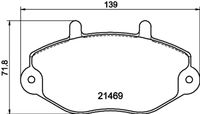 HELLA PAGID 8DB355006401 - Lado de montaje: Eje delantero<br>Tamaño freno: 14"<br>Ancho [mm]: 139<br>Altura [mm]: 64,2<br>Espesor [mm]: 19<br>Contacto avisador de desgaste: no preparado para indicador de desgaste<br>Número de WVA: 21470<br>Sistema de frenos: Bendix<br>Nº de información técnica: T0389<br>