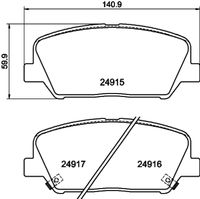 HELLA PAGID 8DB355020591 - Lado de montaje: Eje trasero<br>Equipamiento de vehículo: para vehículos con freno de estacionamiento electrónico<br>para diámetro disco de freno [mm]: 284<br>Ancho [mm]: 99,9<br>Altura [mm]: 40,9<br>Espesor [mm]: 15,7<br>Contacto avisador de desgaste: con avisador acústico de desgaste<br>Número de indicadores de desgaste [por eje]: 2<br>Artículo complementario/Información complementaria: con accesorios<br>Número de WVA: 25337<br>Sistema de frenos: Akebono<br>Peso [kg]: 0,7<br>Nº de información técnica: T3139<br>