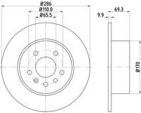 HELLA PAGID 8DD355104701 - Lado de montaje: Eje delantero<br>Tamaño freno: 15"<br>Tipo de disco de frenos: ventilación interna<br>Diámetro exterior [mm]: 288<br>Espesor de disco de frenos [mm]: 25<br>Altura [mm]: 42,2<br>Espesor mínimo [mm]: 22<br>Superficie: revestido<br>Diámetro interior [mm]: 139<br>corona de agujeros - Ø [mm]: 110<br>Diámetro de centrado [mm]: 70<br>Diseño/cantidad de taladros: 05/08<br>Diámetro de orificio para perno de rueda [mm]: 14,2<br>Artículo complementario / información complementaria 2: sin buje de rueda<br>Artículo complementario / información complementaria 2: sin cojinete rueda<br>Artículo complementario / información complementaria 2: sin perno de sujeción de rueda<br>Peso [kg]: 7,3<br>Nº de información técnica: 52426PRO<br>