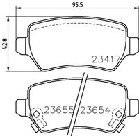 HELLA PAGID 8DB355018781 - Lado de montaje: Eje delantero<br>Carga útil: no para carga útil aumentada<br>Ancho 1 [mm]: 131,5<br>Ancho 2 [mm]: 131,5<br>Altura 1 [mm]: 51,4<br>Altura 2 [mm]: 55,4<br>Espesor [mm]: 17<br>Contacto avisador de desgaste: con avisador acústico de desgaste<br>Número de indicadores de desgaste [por eje]: 4<br>Artículo complementario / información complementaria 2: con tornillos pinza freno<br>Artículo complementario/Información complementaria: con accesorios<br>Número de WVA: 23225<br>Sistema de frenos: Lucas<br>Peso [kg]: 1,3<br>Nº de información técnica: T5128<br>