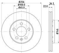 HELLA PAGID 8DD355105361 - Número de PR: 1KT<br>Número de PR: 1KV<br>Espesor de disco de frenos [mm]: 9<br>Llanta, nº de taladros: 5<br>Cantidad de agujeros de fijación: 1<br>Espesor [mm]: 40,37<br>Diámetro exterior [mm]: 230<br>corona de agujeros - Ø [mm]: 100<br>Superficie: revestido<br>Tipo de disco de frenos: macizo<br>Lado de montaje: Eje trasero<br>Espesor mínimo [mm]: 7<br>Diámetro de centrado [mm]: 65<br>Peso [kg]: 2,6<br>