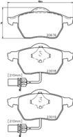 HELLA PAGID 8DB355010731 - Lado de montaje: Eje delantero<br>Modelo por país: Japón<br>N.º de chasis (VIN) desde: 3B-Y-000001<br>Número de PR: 1LB<br>Número de PR: 1ZC<br>Ancho [mm]: 156,3<br>Altura [mm]: 74<br>Espesor [mm]: 20,4<br>Contacto avisador de desgaste: con contacto de aviso de desgaste incorporado<br>Número de indicadores de desgaste [por eje]: 2<br>Forma del enchufe: oval<br>Número de WVA: 21938<br>Sistema de frenos: Teves<br>Nº art. de accesorio recomendado: 8DZ 355 201-171<br>Peso [kg]: 2,1<br>Nº de información técnica: T1149<br>