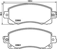 HELLA PAGID 8DB355039161 - Lado de montaje: Eje trasero<br>Ancho [mm]: 123,2<br>Altura 1 [mm]: 48<br>Altura 2 [mm]: 52<br>Espesor [mm]: 14,5<br>Contacto avisador de desgaste: con avisador acústico de desgaste<br>Número de indicadores de desgaste [por eje]: 2<br>Número de WVA: 22158<br>Sistema de frenos: ATE<br>Peso [kg]: 0,86<br>Nº de información técnica: T2492<br>