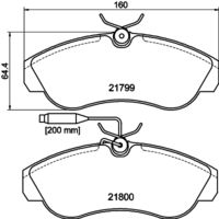 HELLA PAGID 8DB355018151 - Lado de montaje: Eje delantero<br>año construcción hasta: 08/2001<br>Modelo de conector: Conector redondo<br>Carga útil [kg]: 1000<br>Carga útil [kg]: 1400<br>Ancho [mm]: 145<br>Altura [mm]: 72,2<br>Espesor [mm]: 19,7<br>Contacto avisador de desgaste: con contacto de aviso de desgaste incorporado<br>Artículo complementario / información complementaria 2: con tornillos pinza freno<br>Artículo complementario/Información complementaria: con accesorios<br>Número de WVA: 21797<br>Sistema de frenos: Lucas<br>Peso [kg]: 1,947<br>Nº de información técnica: T5078<br>