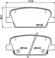 HELLA PAGID 8DB355040081 - Lado de montaje: Eje trasero<br>Equipamiento de vehículo: para vehículos sin freno de estacionamiento electrónico<br>Ancho [mm]: 110,5<br>Altura [mm]: 54,1<br>Espesor [mm]: 16<br>Contacto avisador de desgaste: con avisador acústico de desgaste<br>Artículo complementario/Información complementaria: con accesorios<br>Número de WVA: 24312<br>Sistema de frenos: Mando<br>Peso [kg]: 1,22<br>Nº de información técnica: T4189<br>