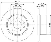 HELLA PAGID 8DD355100991 - Lado de montaje: Eje delantero<br>Tipo de disco de frenos: macizo<br>Diámetro exterior [mm]: 278<br>Espesor de disco de frenos [mm]: 12,6<br>Altura [mm]: 63,5<br>Espesor mínimo [mm]: 10,6<br>Diámetro interior [mm]: 128<br>corona de agujeros - Ø [mm]: 112<br>Diámetro de centrado [mm]: 80<br>Diseño/cantidad de taladros: 05/10<br>Diámetro de orificio para perno de rueda [mm]: 15<br>Artículo complementario / información complementaria 2: sin buje de rueda<br>Artículo complementario / información complementaria 2: sin cojinete rueda<br>Artículo complementario / información complementaria 2: sin perno de sujeción de rueda<br>Peso [kg]: 5,1<br>Nº de información técnica: 52103<br>