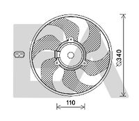 EACLIMA 33V60029 - Diámetro [mm]: 340<br>Material: Plástico<br>Calefacción / Refrigeración: Ventilador simple<br>Artículo complementario / información complementaria 2: sin bastidor de ventilador radiador (armazón)<br>Versión: Sin regulador<br>