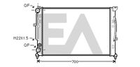 EACLIMA 31R02087 - Diámetro de salida 1 [mm]: 32<br>Calidad: ALTERNATIVO<br>Diámetro de entrada 1 [mm]: 32<br>Tipo radiador: Aletas refrigeración unidas mecánicamente<br>Técnica conexión: Conexi�n r�pida<br>Restricción de fabricante: CALSONIC<br>Calefacción / Refrigeración: para vehículos con radiador combinado agua/aceite<br>Profundidad de red [mm]: 34<br>Longitud de red [mm]: 634<br>Ancho de red [mm]: 388<br>Material: Aluminio<br>Material: Plástico<br>