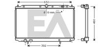 EACLIMA 31R78033 - Diámetro de salida 1 [mm]: 35<br>Calidad: ALTERNATIVO<br>Diámetro de entrada 1 [mm]: 35<br>Tipo radiador: Aletas refrigeración soldadas<br>Restricción de fabricante: CALSONIC<br>Profundidad de red [mm]: 16<br>Longitud de red [mm]: 400<br>Ancho de red [mm]: 658<br>Material: Aluminio<br>Material: Plástico<br>