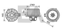 EACLIMA 42A36019 - Tensión [V]: 12<br>Material: Plástico<br>Restricción de fabricante: BOSCH<br>Sentido de giro: Sentido de giro a la izquierda (antihorario)<br>Diámetro 1 [mm]: 153<br>