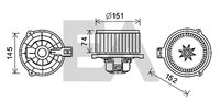 EACLIMA 42A36020 - Tensión [V]: 12<br>Material: Plástico<br>Restricción de fabricante: DOOWON<br>Calefacción / Refrigeración: Ventilador simple<br>Sentido de giro: Sentido de giro a la izquierda (antihorario)<br>Versión: Sin regulador<br>Diámetro 1 [mm]: 151<br>