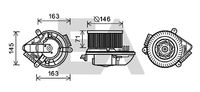 EACLIMA 42A55021 - Tensión [V]: 12<br>Material: Plástico<br>Restricción de fabricante: VALEO<br>Sentido de giro: Sentido de giro a la derecha (horario)<br>Versión: Con regulador<br>Diámetro 1 [mm]: 145<br>