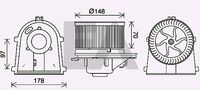 EACLIMA 42A77014 - Tensión [V]: 12<br>Material: Plástico<br>Restricción de fabricante: SIEMENS<br>Calefacción / Refrigeración: Ventilador simple<br>Sentido de giro: Sentido de giro a la izquierda (antihorario)<br>Versión: Sin regulador<br>Diámetro 1 [mm]: 149<br>