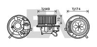 EACLIMA 42A77002 - Tensión [V]: 12<br>Material: Plástico<br>Restricción de fabricante: VALEO<br>Versión: Sin regulador<br>Diámetro 1 [mm]: 149<br>