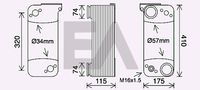 EACLIMA 37G63005 - Diámetro de entrada 1 [mm]: 27<br>Diámetro de salida 1 [mm]: 27<br>Calidad: Premium<br>Material: Acero<br>Tipo de refrigeración: rerigerado por agua<br>Longitud de red [mm]: 368<br>Ancho de red [mm]: 120<br>Profundidad de red [mm]: 42<br>