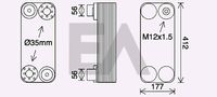 EACLIMA 37G63007 - Diámetro de entrada 1 [mm]: 74<br>Diámetro de salida 1 [mm]: 74<br>Calidad: Premium<br>Material: Acero<br>Tipo de refrigeración: rerigerado por agua<br>Longitud de red [mm]: 412<br>Ancho de red [mm]: 177<br>Profundidad de red [mm]: 95<br>