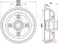 JAPKO 560407C - Dinámica de frenado / conducción: para vehículos con ABS<br>Diámetro de orificio [mm]: 39,80<br>Diámetro exterior del tambor de freno [mm]: 228<br>Rebajado máx. tambor de freno [mm]: 201<br>H tamb. freno interna [mm]: 35,2<br>H tamb. freno total [mm]: 84,3<br>Número de orificios: 4<br>corona de agujeros - Ø [mm]: 100<br>Superficie: barnizado<br>Lado de montaje: Eje trasero<br>Diámetro interior de tambor de freno [mm]: 200<br>Diámetro de centrado [mm]: 50,2<br>