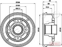 JAPKO 560707C - Lado de montaje: Eje trasero<br>Dinámica de frenado / conducción: para vehículos con ABS<br>Diámetro interior de tambor de freno [mm]: 203,3<br>H tamb. freno interna [mm]: 50,5<br>Diámetro exterior del tambor de freno [mm]: 234<br>H tamb. freno total [mm]: 76<br>corona de agujeros - Ø [mm]: 100<br>Rebajado máx. tambor de freno [mm]: 204,5<br>Número de orificios: 4<br>Diámetro de centrado [mm]: 52<br>Superficie: barnizado<br>